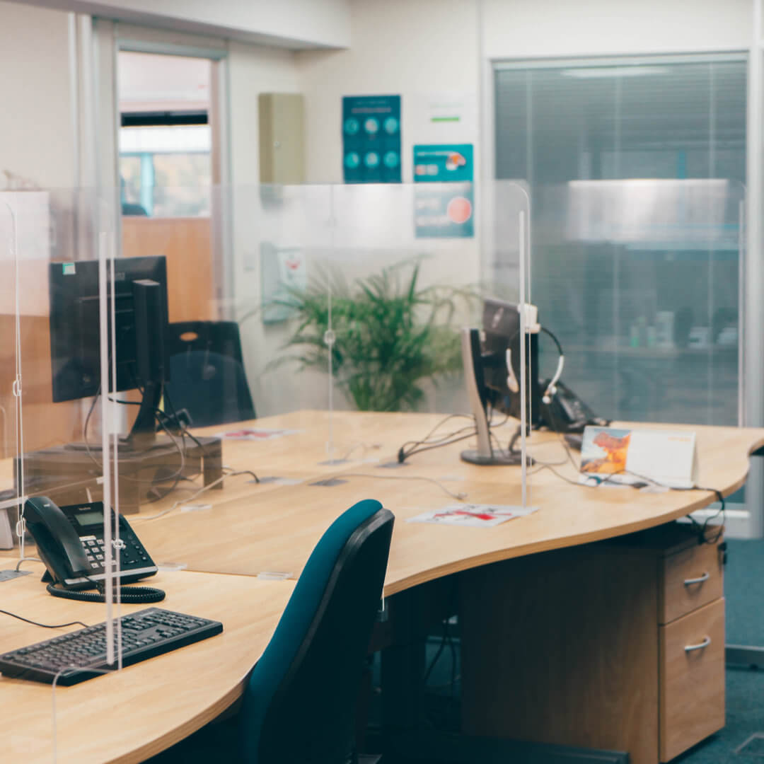 Protective desk screens made my Mykon