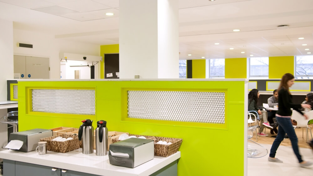 Kitchen partitions made with Mykon's decorative composite panels